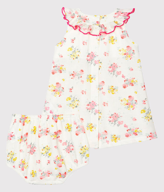 Baby-Kleid und -Bloomers, gemustert, für Mädchen weiss MARSHMALLOW/weiss MULTICO