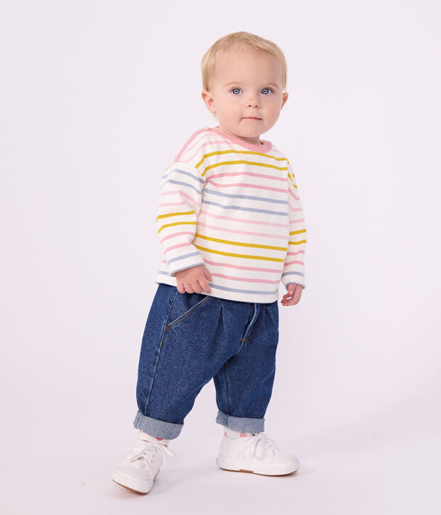 Baby-Streifenshirt Marini&egrave;re aus Baumwolle weiss/vielfarbig