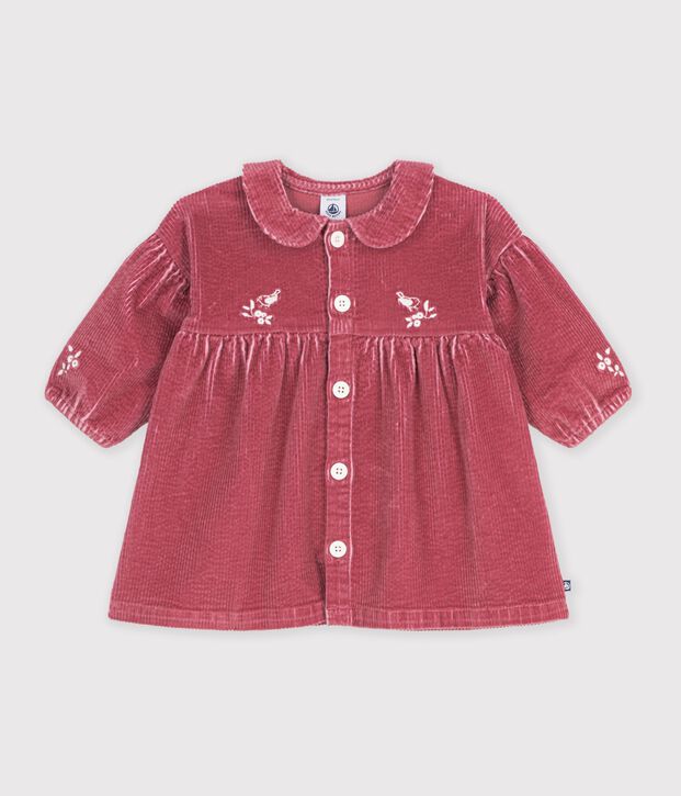 Lang&auml;rmeliges Baby-Kleid aus einfarbigem Fein-Cord rosa