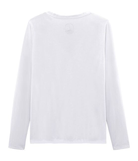Langärmliges T-Shirt aus Sea Island-Baumwolle für Damen weiss ECUME
