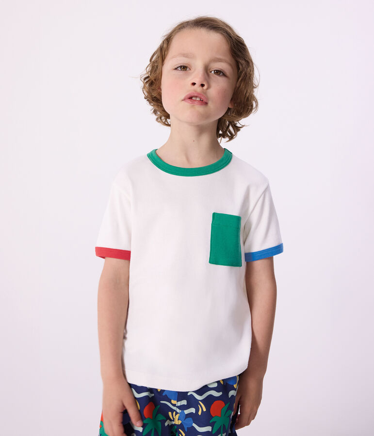 Kurz&auml;rmeliges Kinder T-Shirt aus Baumwolle weiss