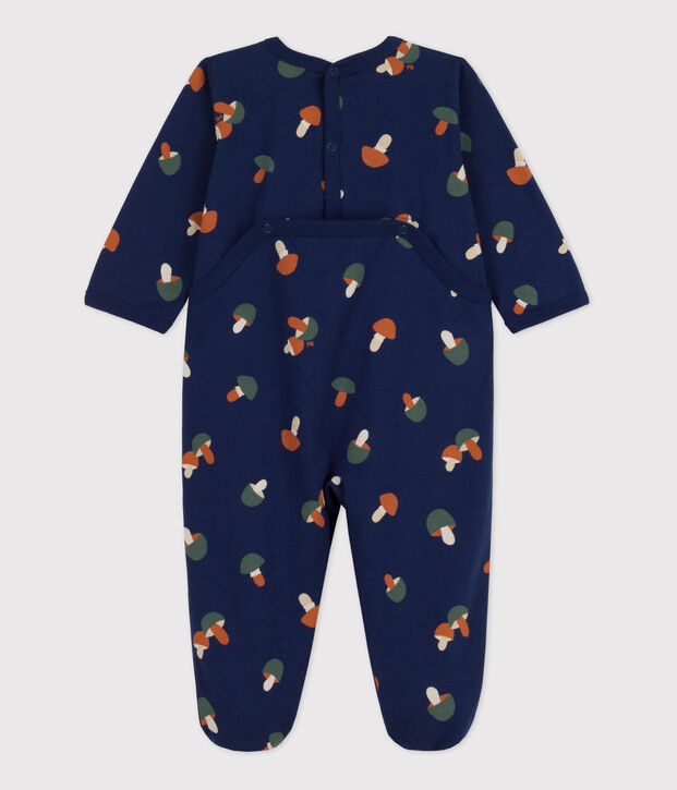 Baby-Strampler aus Doubleface-Jersey mit Pilzmotiv blau/vielfarbig