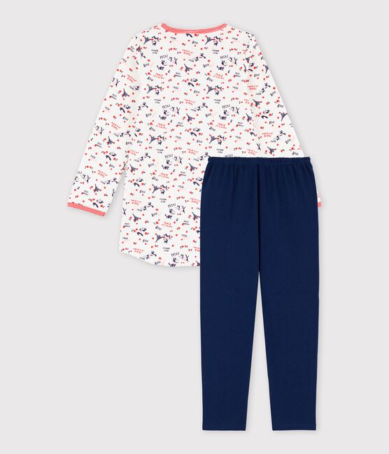 Nachthemd und Leggings aus Bio-Baumwolle für Mädchen weiss MARSHMALLOW/weiss MULTICO