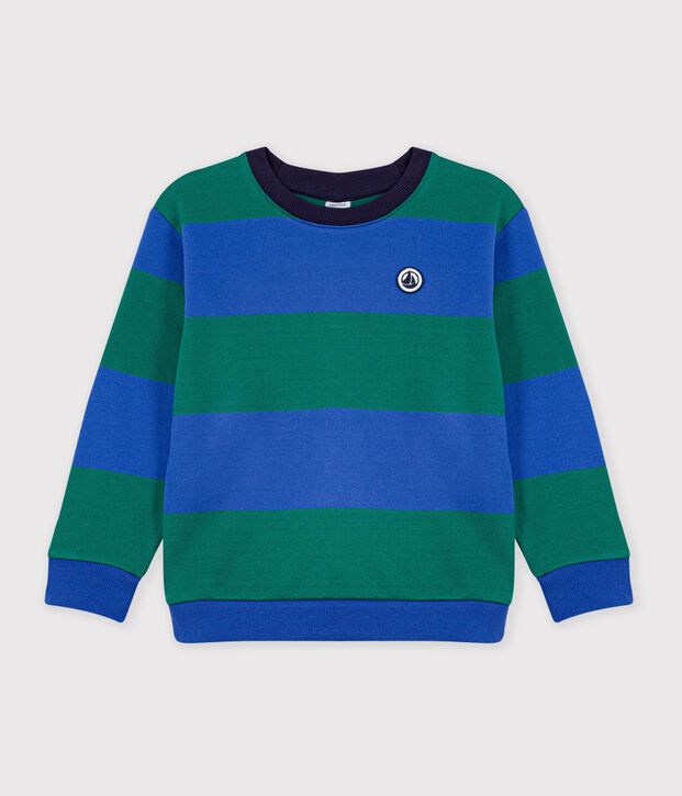 Kinder-Sweatshirt aus Baumwolle mit Streifen blau/gr&uuml;n