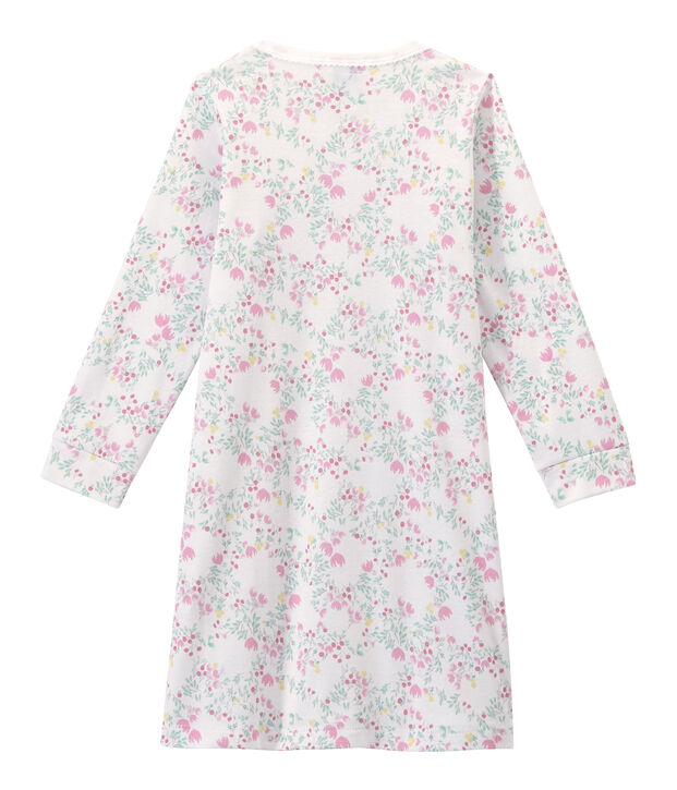 Lang&auml;rmeliges M&auml;dchen-Nachthemd mit Print weiss/vielfarbig
