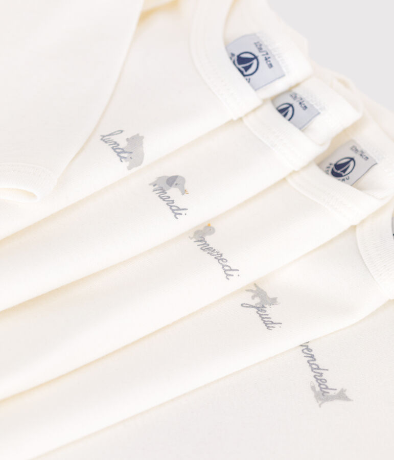 5er-Set lang&auml;rmelige Baby-Bodys aus Baumwolle mit Wochentagen vielfarbig