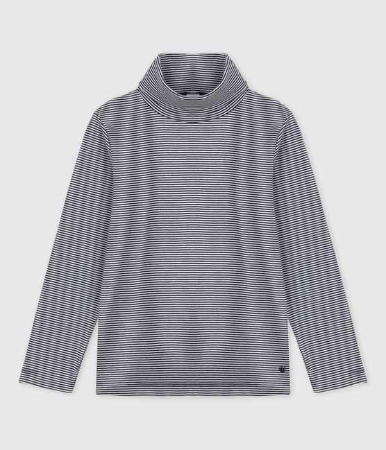 Unterziehpullover aus Baumwolle für Mädchen und Jungen blau SMOKING/weiss MARSHMALLOW