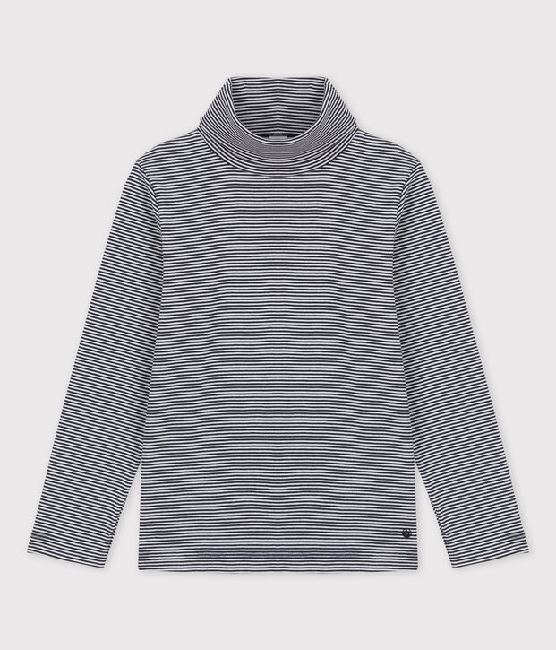 Unterziehpullover aus Baumwolle f&uuml;r M&auml;dchen und Jungen blau/weiss