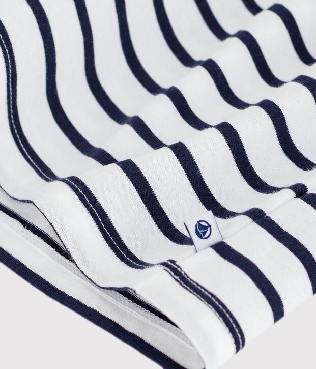 &Auml;rmelloses Baby-Kleid aus Baumwolle mit Streifen blau/weiss