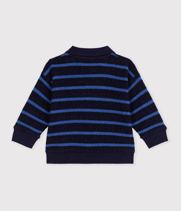 Kinder-Sweatshirt mit Polokragen aus Baumwolle mit Streifen blau/vielfarbig