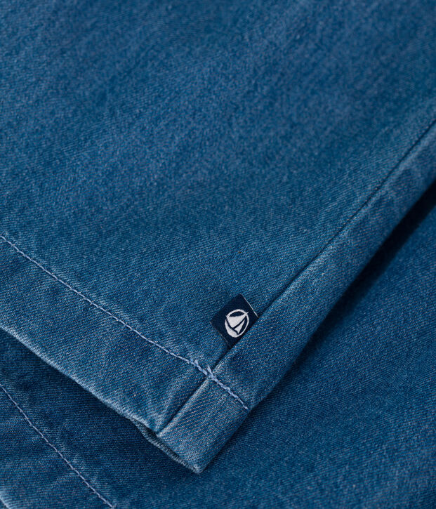 &Auml;rmelloses Baby-Kleid aus leichtem Jeansstoff blau