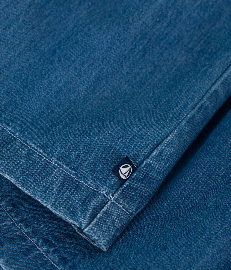 &Auml;rmelloses Baby-Kleid aus leichtem Jeansstoff blau DENIM CLAIR