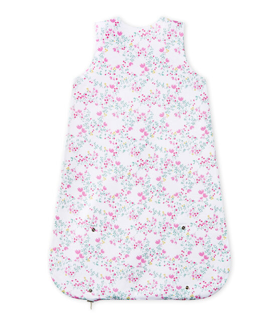 Wendbarer Baby-Mädchen-Schlafsack weiss ECUME/weiss MULTICO