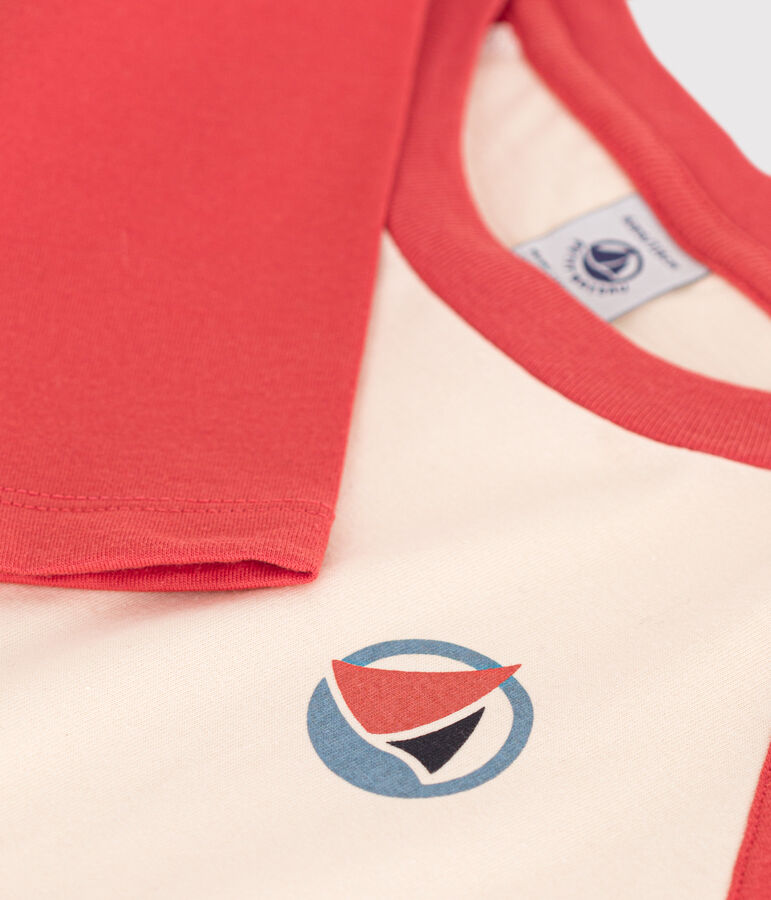 Lang&auml;rmeliges T-Shirt aus Baumwolle f&uuml;r Kinder/Jungen naturfarben/orange