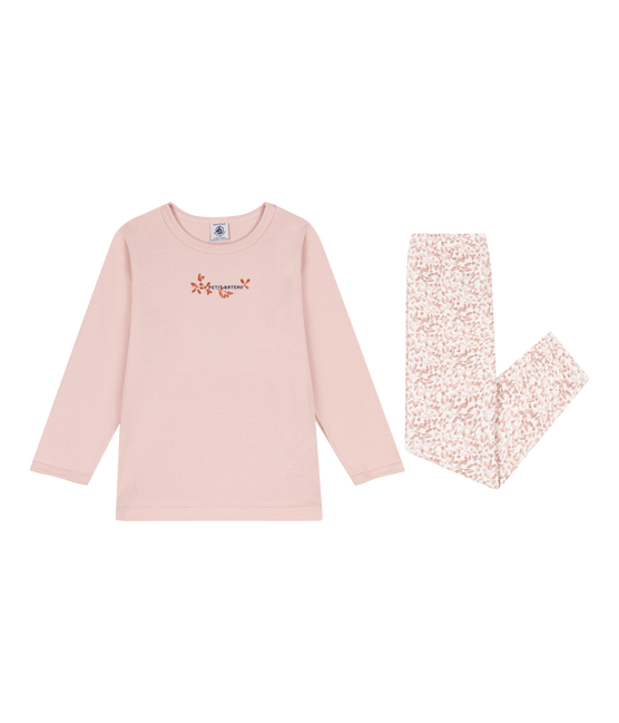 Kinder Pyjama aus Baumwolle rosa SALINE/weiss MULTICO