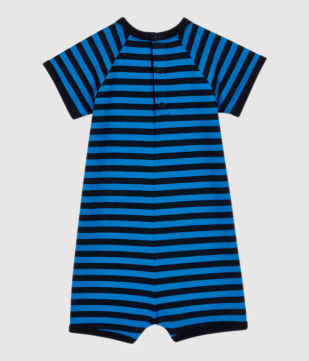 Baby-Kurzoverall aus Baumwolle. blau/blau