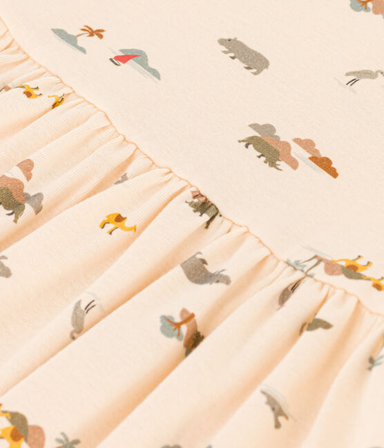 Gemustertes Kinderkleid aus Baumwolle für Mädchen weiss AVALANCHE/ MULTICO