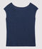 Einfarbiges T-Shirt aus Leinen Damen blau MEDIEVAL