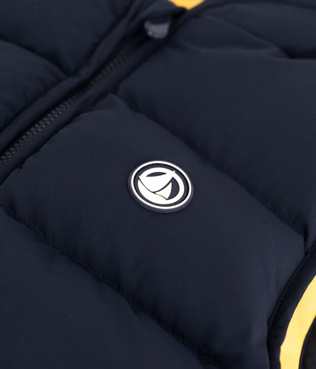 &Auml;rmellose Kinder-Winterjacke zum Wenden in zwei Farben blau/gelb