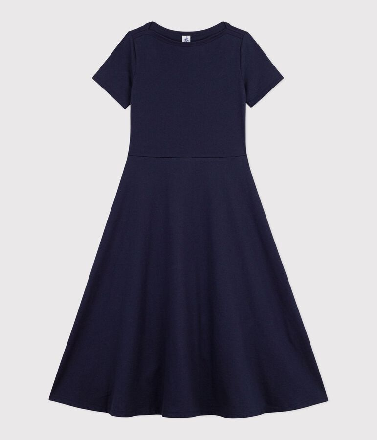 Langes Damen-Kleid aus Baumwolle blau