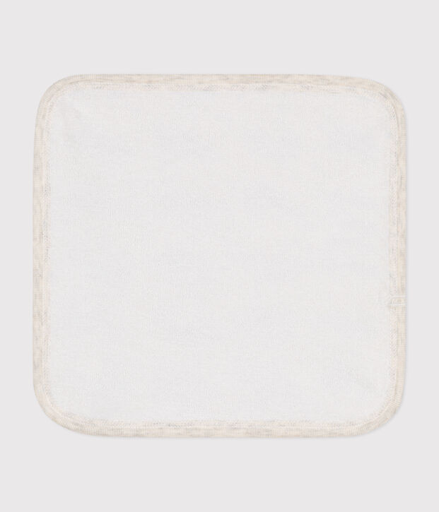 Baby-Waschlappen aus Baumwolle und Frottee mit Walmotiv beige/blau