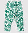 Baby-Hose aus Molton mit Pflanzenmuster weiss MARSHMALLOW/grün GAZON