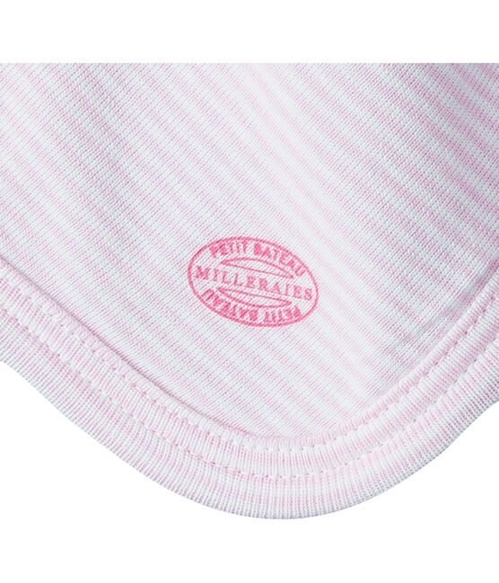Baby-Kuschelhäschen aus Rippstrick weiss LAIT/rosa PIVOINE