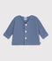 Cardigan b&eacute;b&eacute; tricot point mousse en coton uni blau