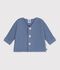 Baby-Strickjacke, kraus rechts gestrickt aus einfarbiger Baumwolle blau