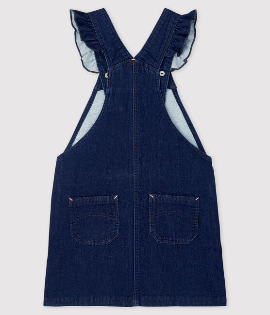 Kinder-Latzkleid aus Denim für Mädchen blau DENIM BLEU FONCE