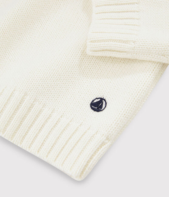 Kinderpullover aus Wolle und Baumwolle für Jungen weiss MARSHMALLOW/weiss MULTICO
