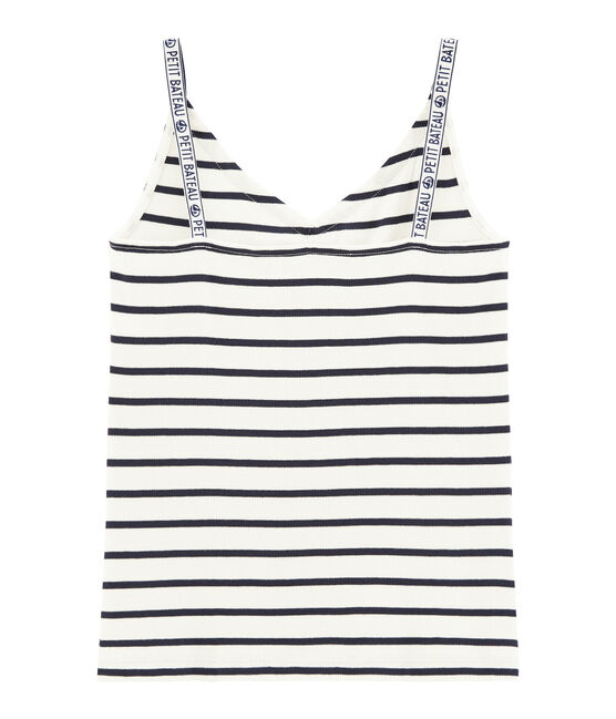 Tanktop damen weiss MARSHMALLOW/blau SMOKING