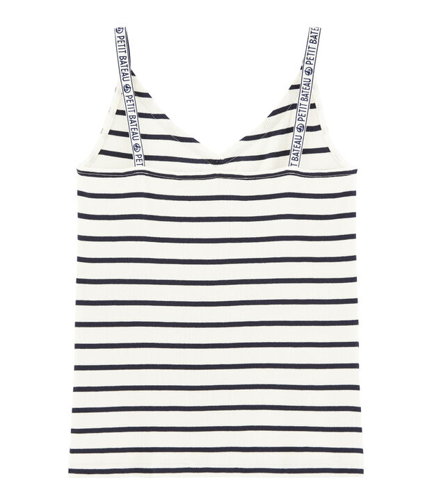 Tanktop damen weiss/blau