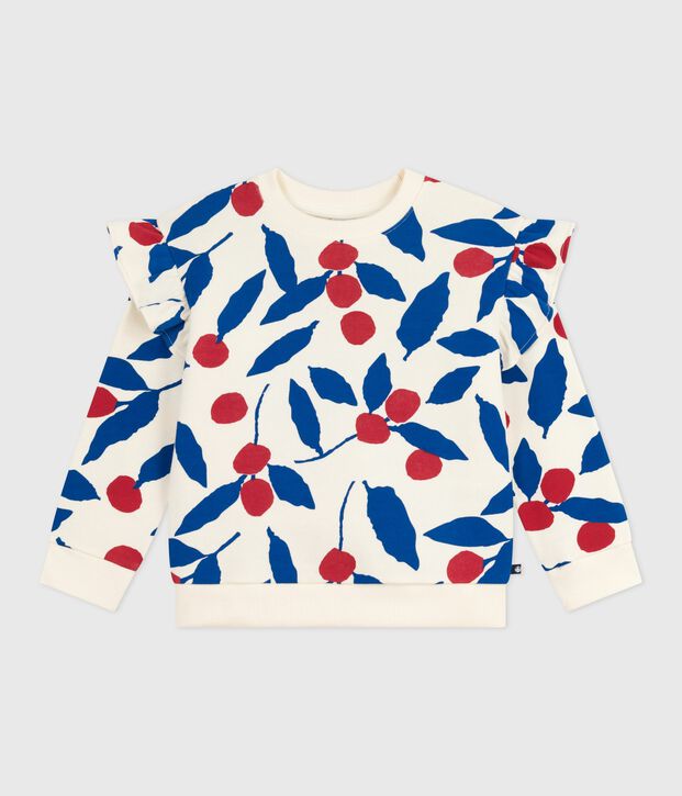 Kinder-Sweatshirt aus gemusterter Baumwolle naturfarben/vielfarbig