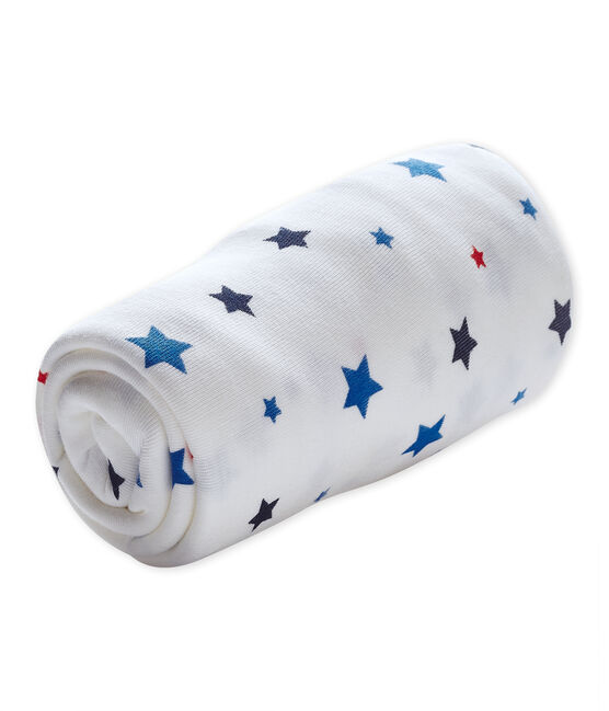 Baby-Jungen-Spannbetttuch mit Sternen-Print weiss ECUME/weiss MULTICO