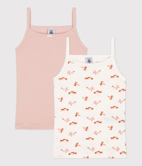 2er-Set Spaghetti-Tops aus Baumwolle mit Vogelmotiv für Mädchen variante 1