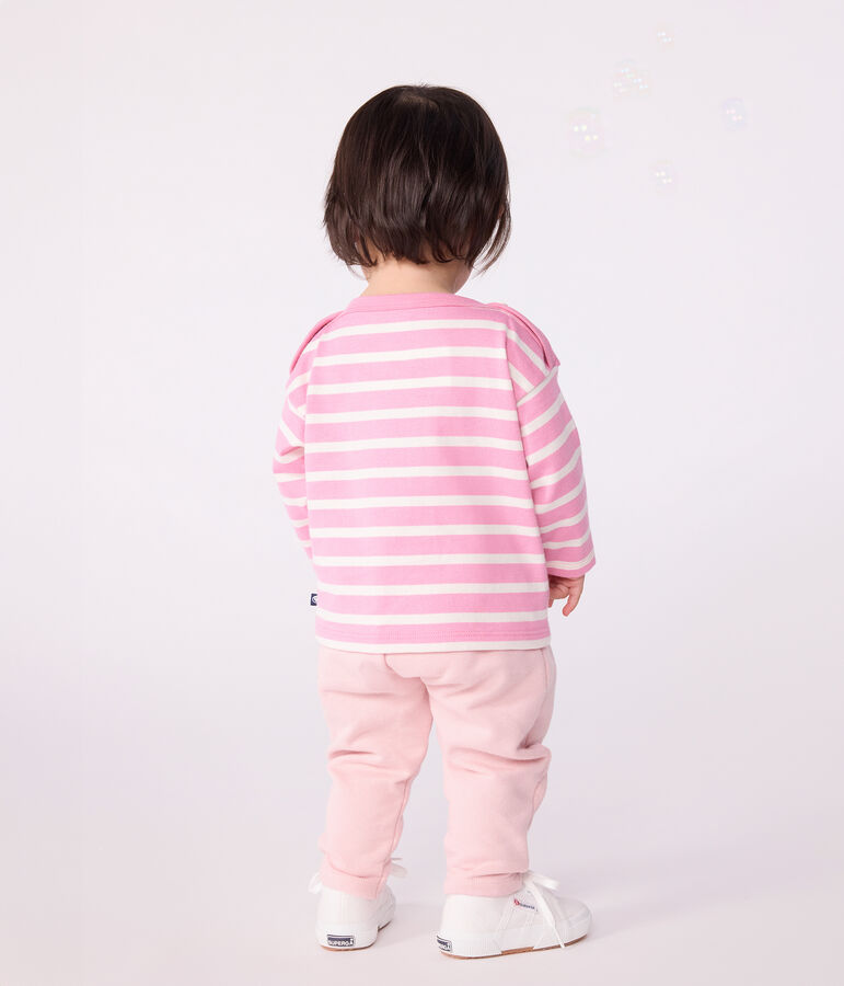 Baby-Streifenshirt aus Baumwolle rosa/naturfarben