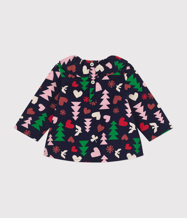 Baby-Bluse aus Flanell. blau/vielfarbig