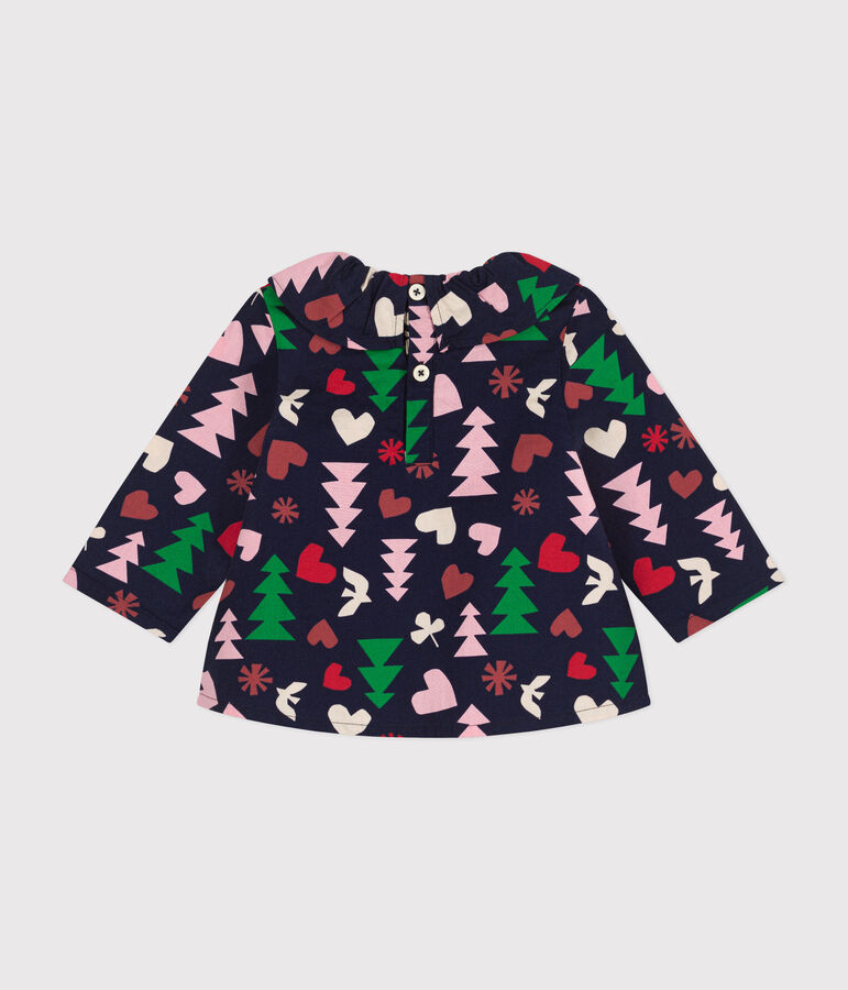 Baby-Bluse aus Flanell. blau/vielfarbig