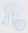 Kurzärmeliges Babykleid aus Baumwolle und dazu passender Bloomer blau FRAICHEUR/weiss MULTICO