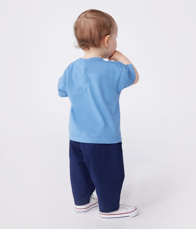 Kurz&auml;rmeliges Baby-T-Shirt aus einfarbiger Baumwolle blau