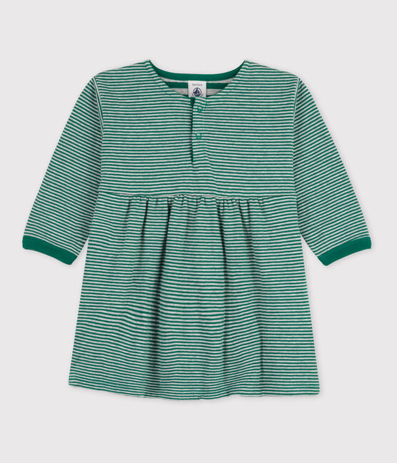 Langärmeliges Kleid aus Doppeljersey mit Ringelstreifen EVERGREEN/ FUMEE