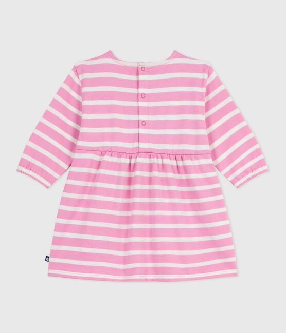 Langärmeliges Baby-Kleid aus Baumwolle mit Streifen rosa BOUDOIR/ MILK