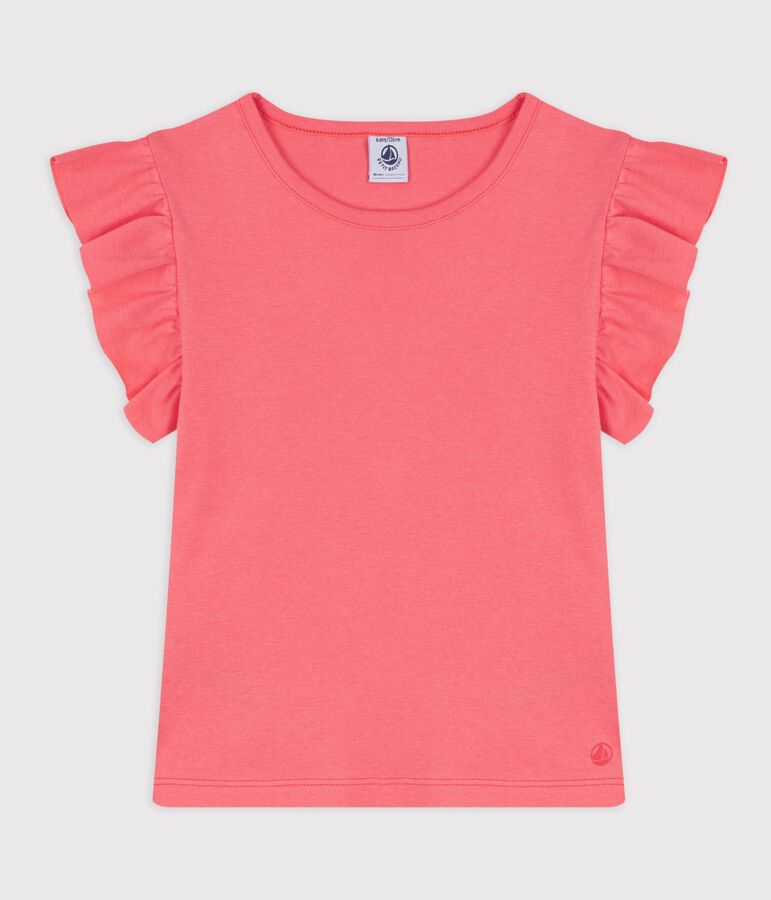 Kurz&auml;rmeliges Kinder T-Shirt aus einfarbiger Baumwolle rosa
