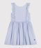 Ärmelloses, gestreiftes Kleid aus Popeline für Kinder/Mädchen BLEU/ MARSHMALLOW/ ARGENT