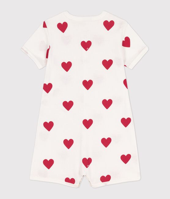 Baby-Kurzoverall aus Baumwolle mit Herzen weiss MARSHMALLOW/rot TERKUIT