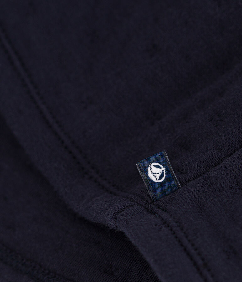 Bedrucktes lang&auml;rmeliges Babykleid aus gestepptem Doppeljersey blau