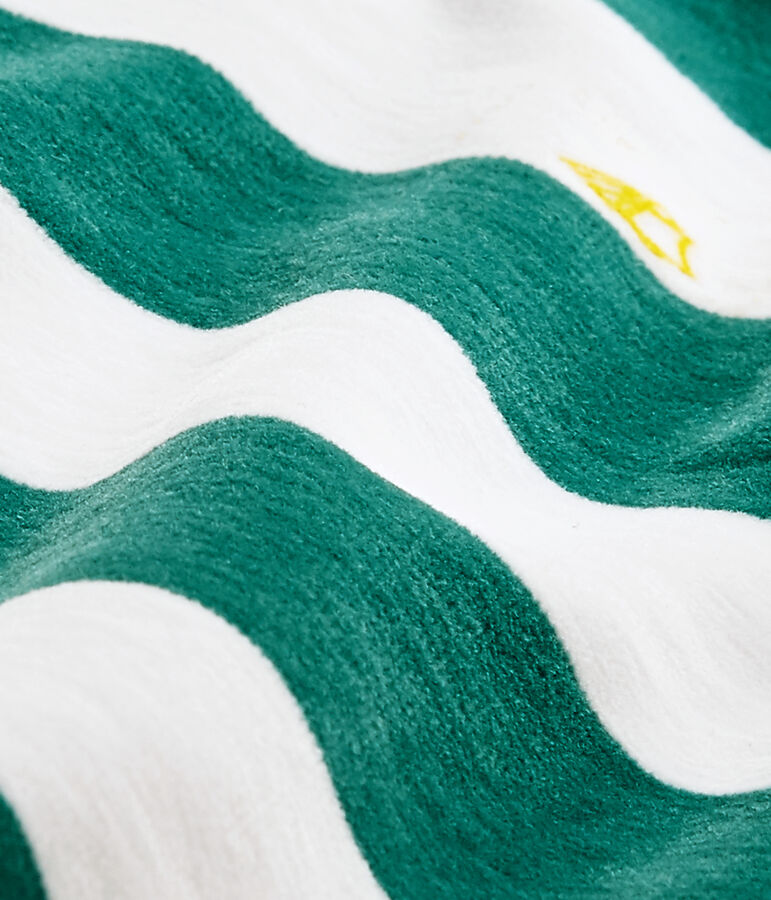 Gestreifter Baby-Jungen-Strampler aus Nicki gr&uuml;n/weiss