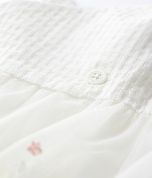 Baby-Festtagskleid aus besticktem T&uuml;ll f&uuml;r M&auml;dchen weiss/vielfarbig
