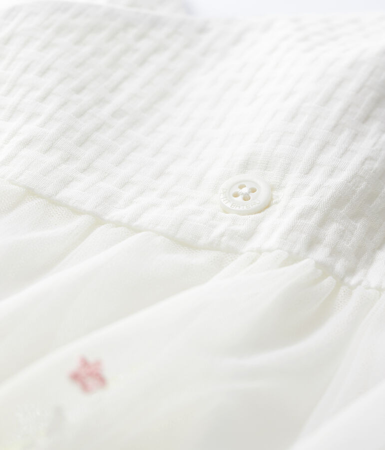 Baby-Festtagskleid aus besticktem T&uuml;ll f&uuml;r M&auml;dchen weiss/vielfarbig